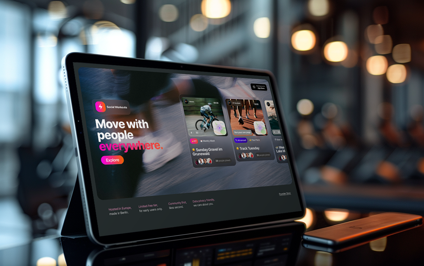 Social Workouts displayed on a tablet